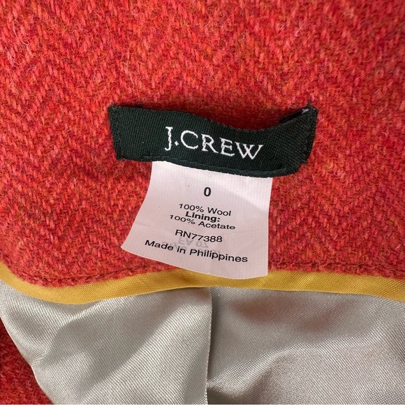Vintage Y2K J. Crew Wool Schoolboy Preppy Blazer Orange Houndstooth Size 0 - Picture 3 of 5